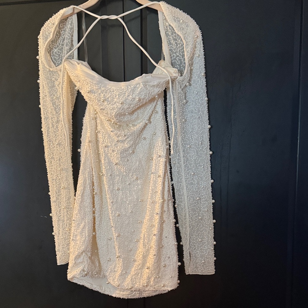 Oh Polly White Beaded Mini Dress